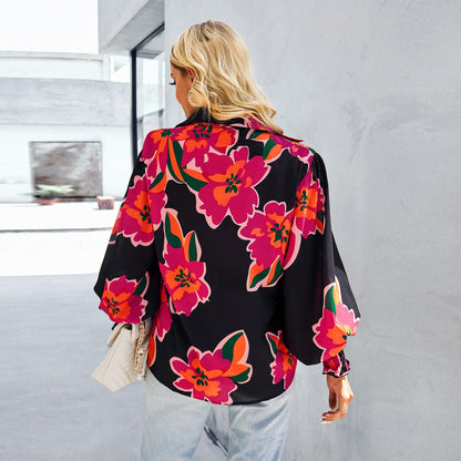 Loose Printed Long-Sleeved Shirt