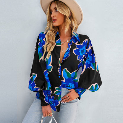 Loose Printed Long-Sleeved Shirt