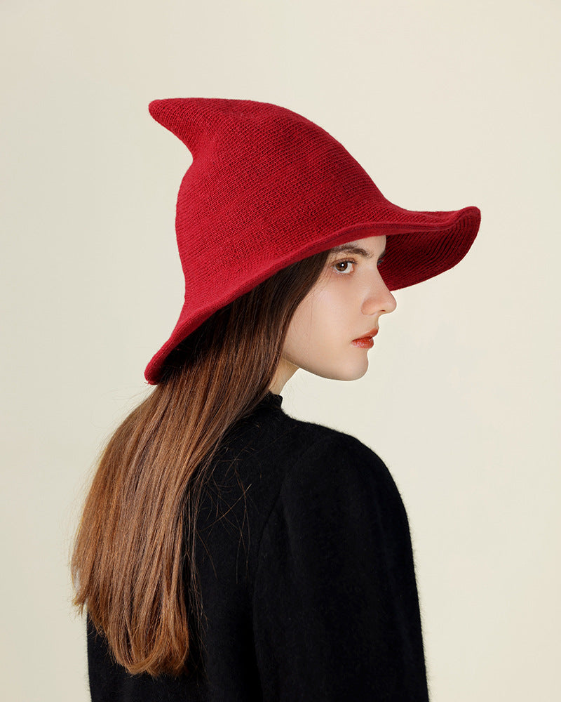 Adiffu Halloween Witch Hat With Large Brim Knitted Party Cosplay Hat