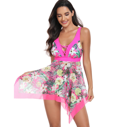 Adiffu Fushcia Pineapple Blossom Two-piece Swimsuit