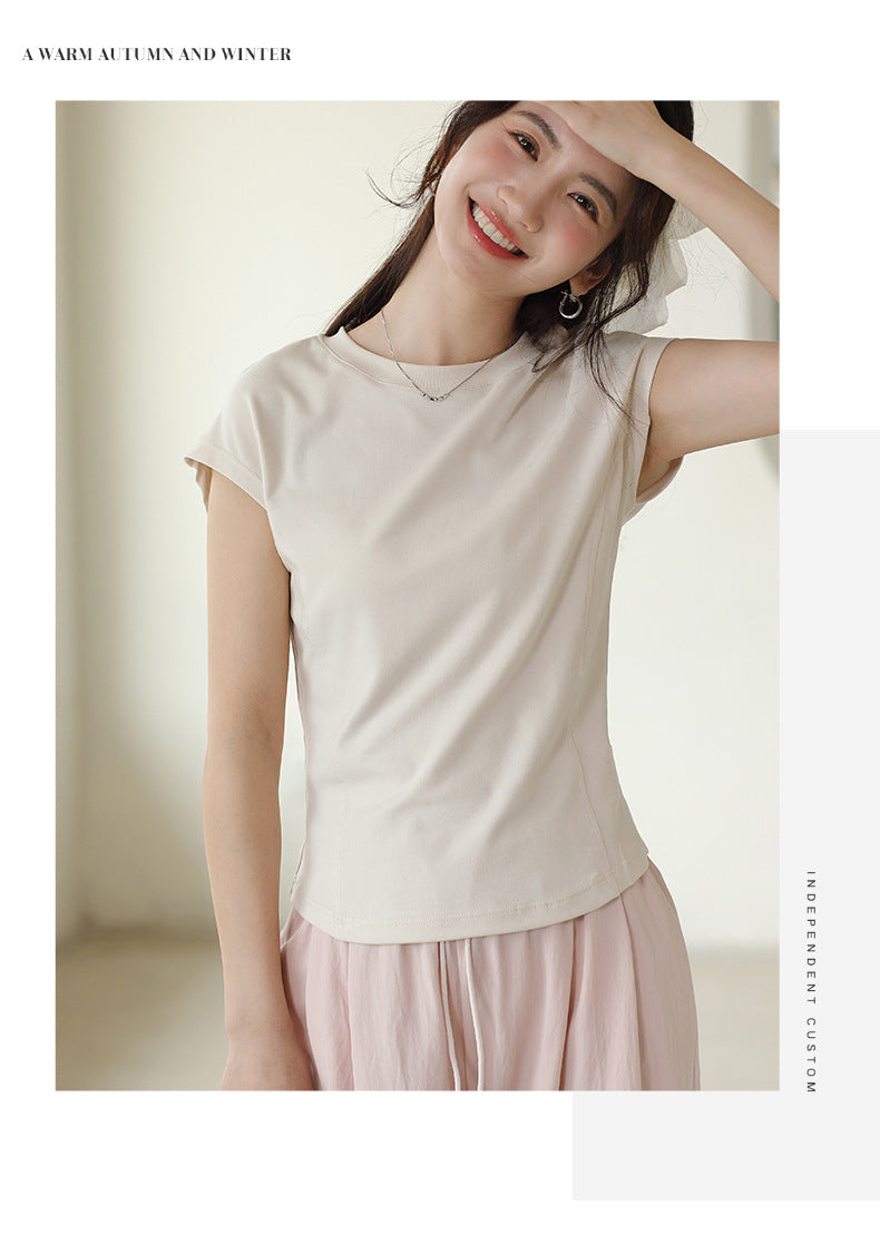 Summer Crew Neck Slim-fit Short-sleeved T-shirt For Girl