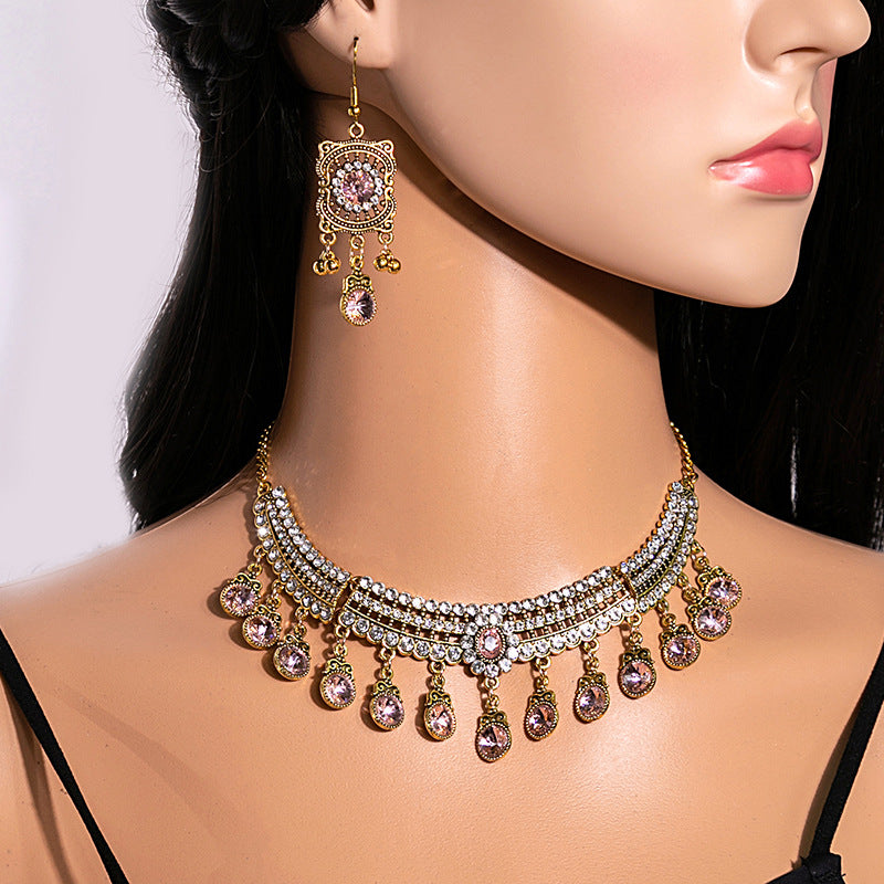 European and American Vintage Rhinestone Jewelry Set