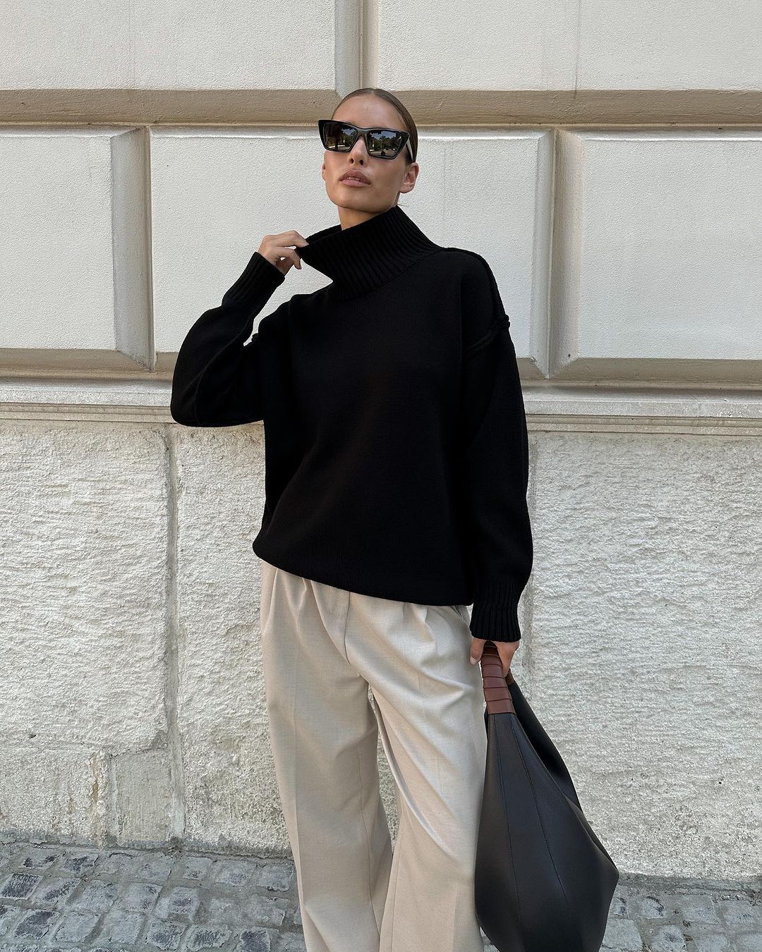 Adiffu Loose Comfortable Turtleneck Knit Pullover Sweater