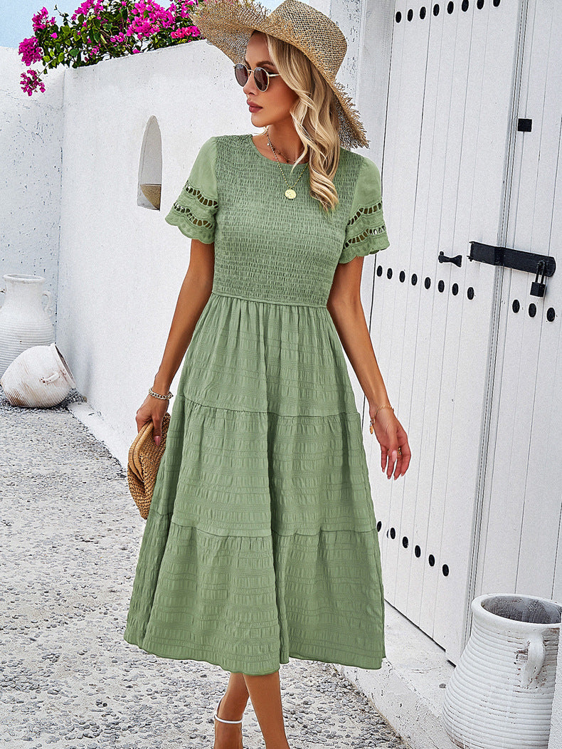 Adiffu Comfortable Hollow Short-sleeved Dress