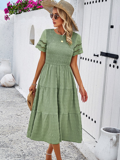 Adiffu Comfortable Hollow Short-sleeved Dress