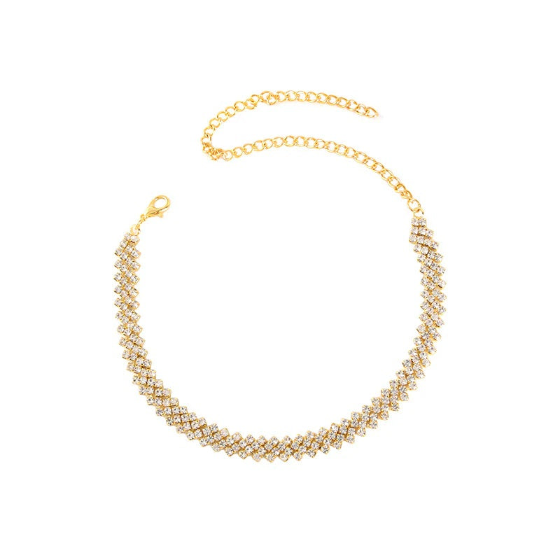 Aurora Full Crystal Choker Necklace – Korean Style Minimalist Statement Collar