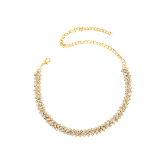 Aurora Full Crystal Choker Necklace – Korean Style Minimalist Statement Collar