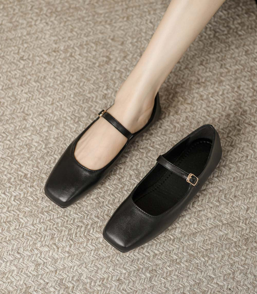 Adiffu French Soft Leather Maryjane Flats