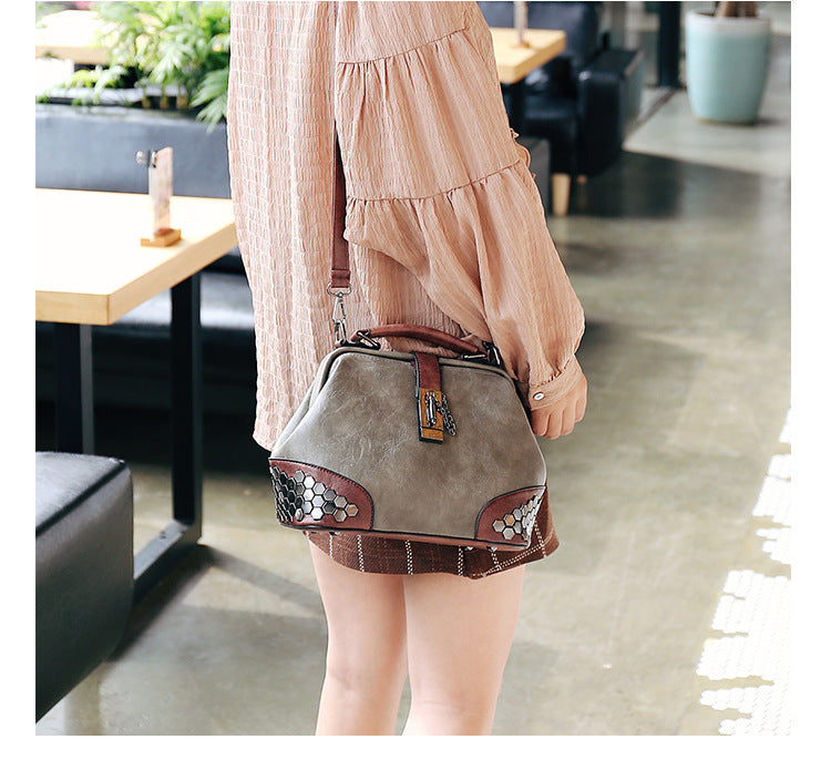 Adiffu Vintage Riveted Shoulder Crossbody Bag