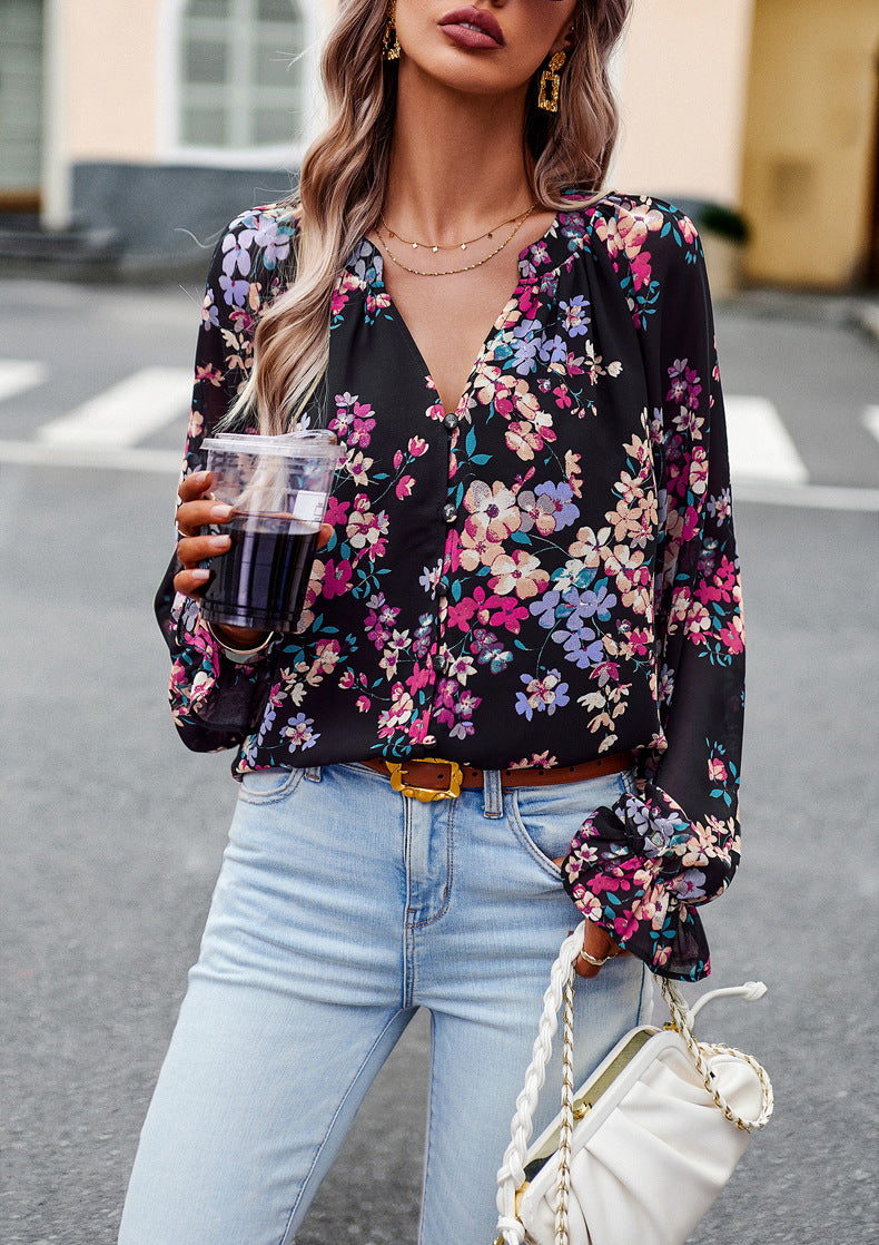Adiffu Elegant Floral Shirt For Lady