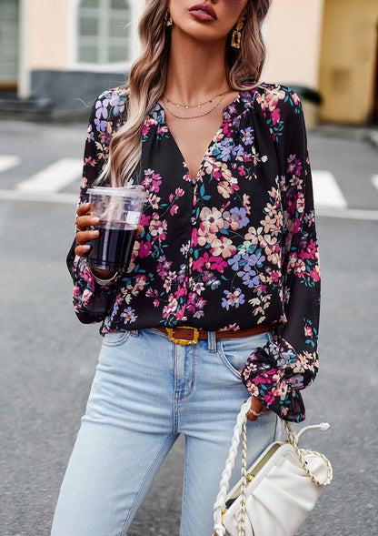 Adiffu Elegant Floral Shirt For Lady