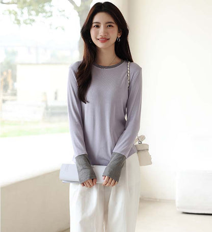 Adiffu Circular Design Waist Slimming Long Sleeve T-shirt