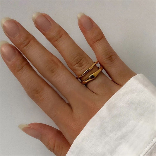 Adiffu Undulating Irregular Gold Stacker Ring