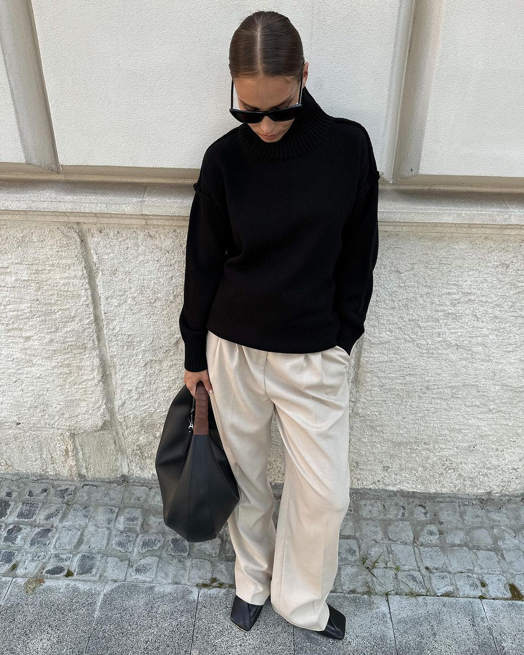 Adiffu Loose Comfortable Turtleneck Knit Pullover Sweater