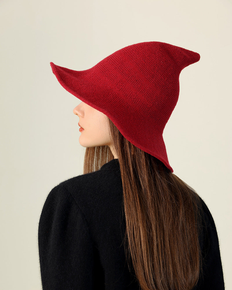 Adiffu Halloween Witch Hat With Large Brim Knitted Party Cosplay Hat