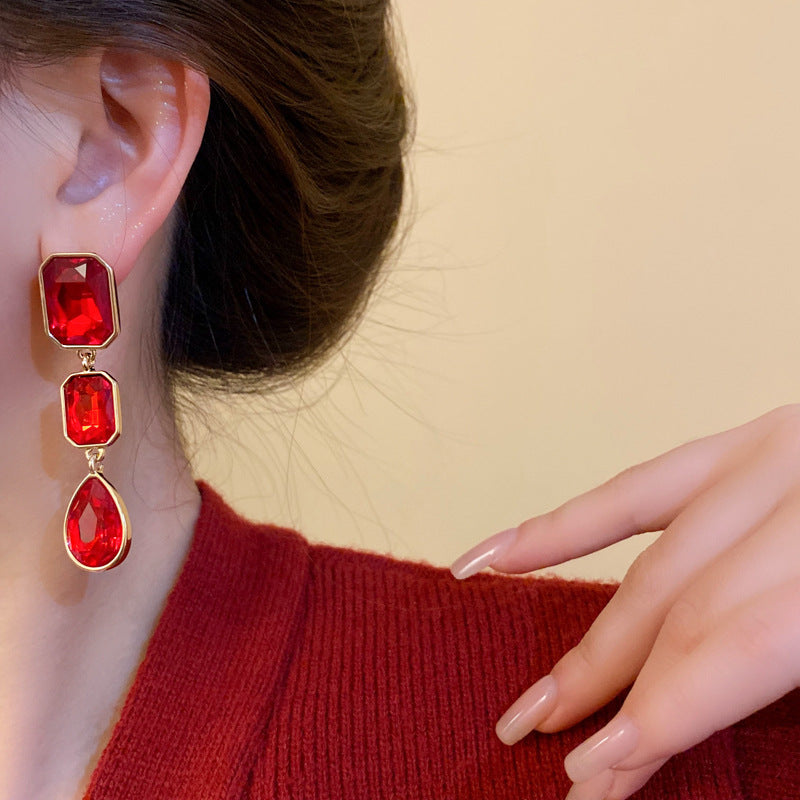 Adiffu Vintage Square Drop Tassel Earrings