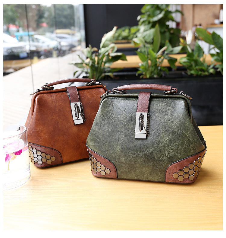 Adiffu Vintage Riveted Shoulder Crossbody Bag