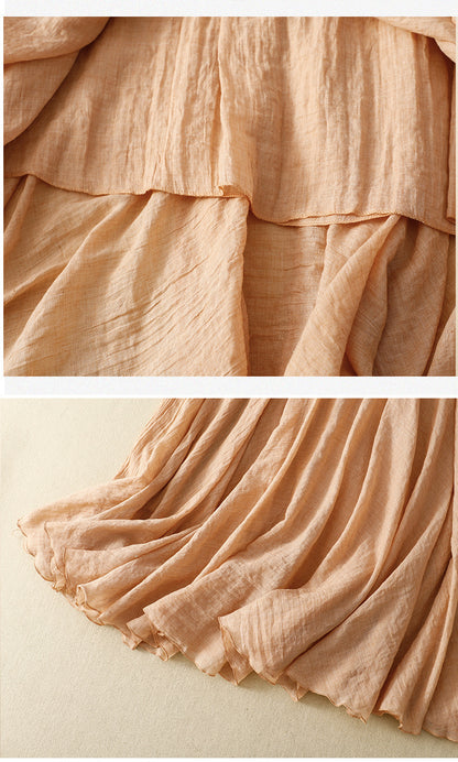 Adiffu Sweet Flouncing Double-deck Skirt