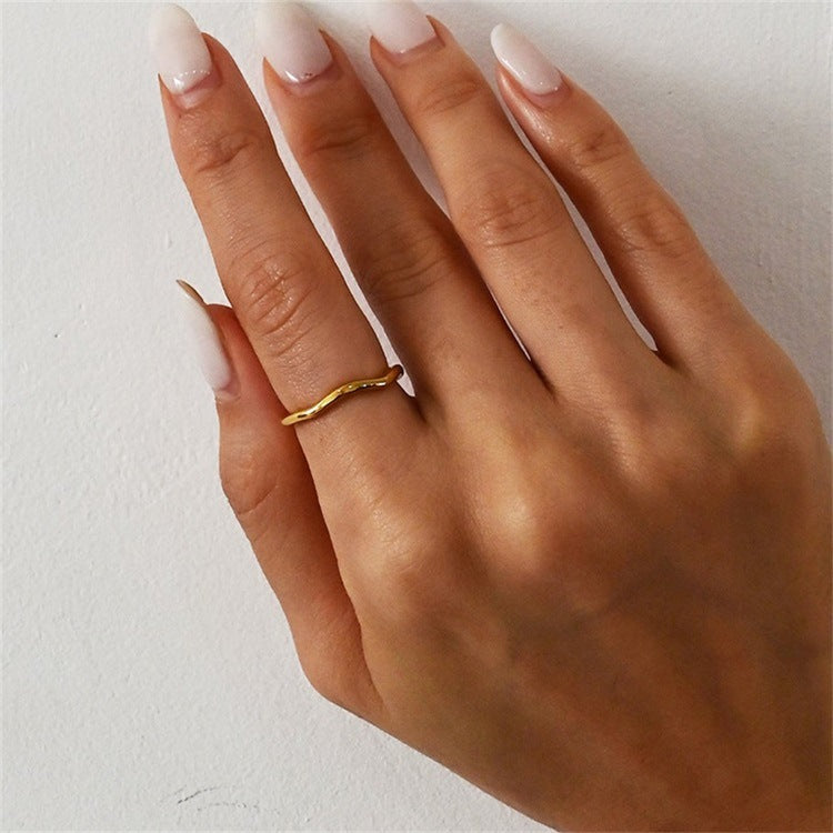 Adiffu Undulating Irregular Gold Stacker Ring