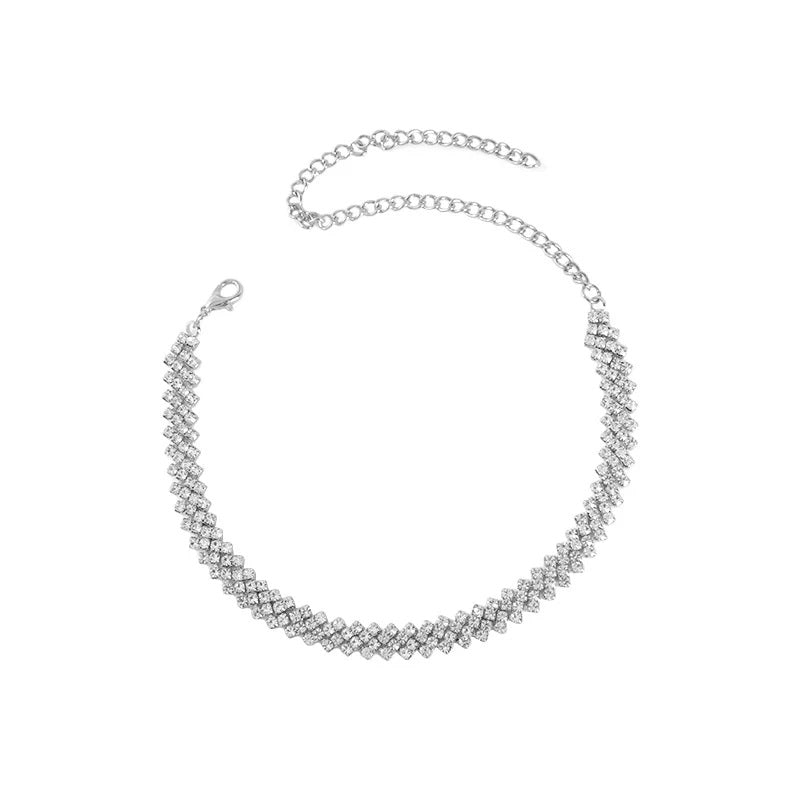 Aurora Full Crystal Choker Necklace – Korean Style Minimalist Statement Collar