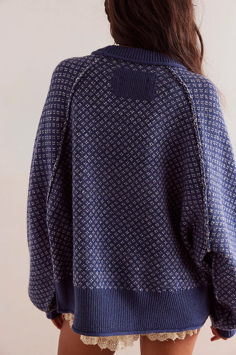 Adiffu Pullover Jacquard Long-sleeved Crew-neck Sweater For Women