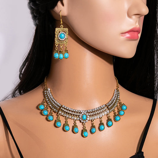 European and American Vintage Rhinestone Jewelry Set