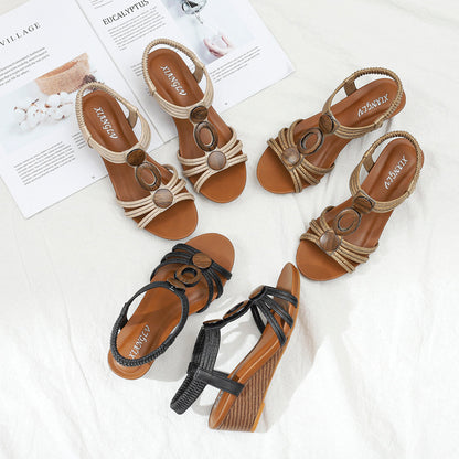 Elara Vintage Comfort Wedge Sandals