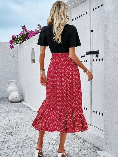 Adiffu Contrasting V-neck Midlength Dress