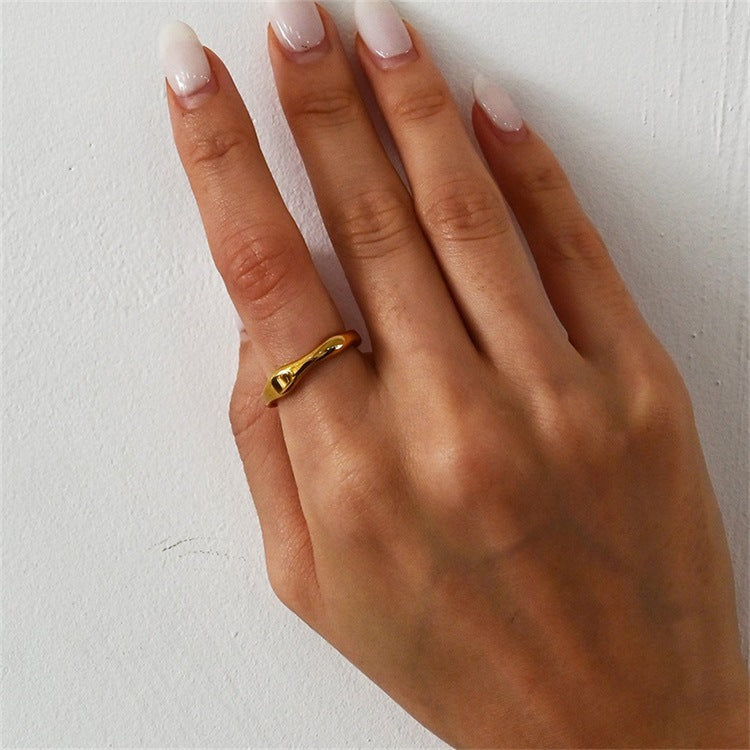 Adiffu Undulating Irregular Gold Stacker Ring
