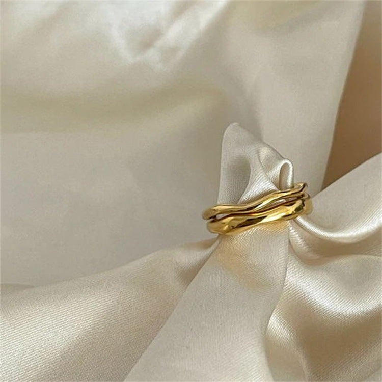 Adiffu Undulating Irregular Gold Stacker Ring