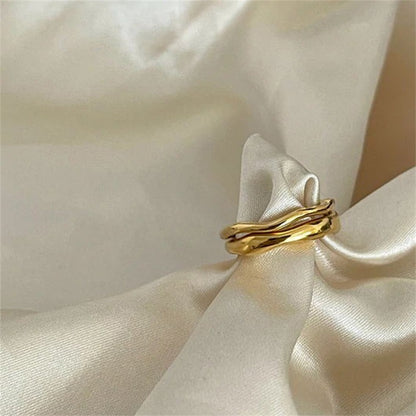 Adiffu Undulating Irregular Gold Stacker Ring