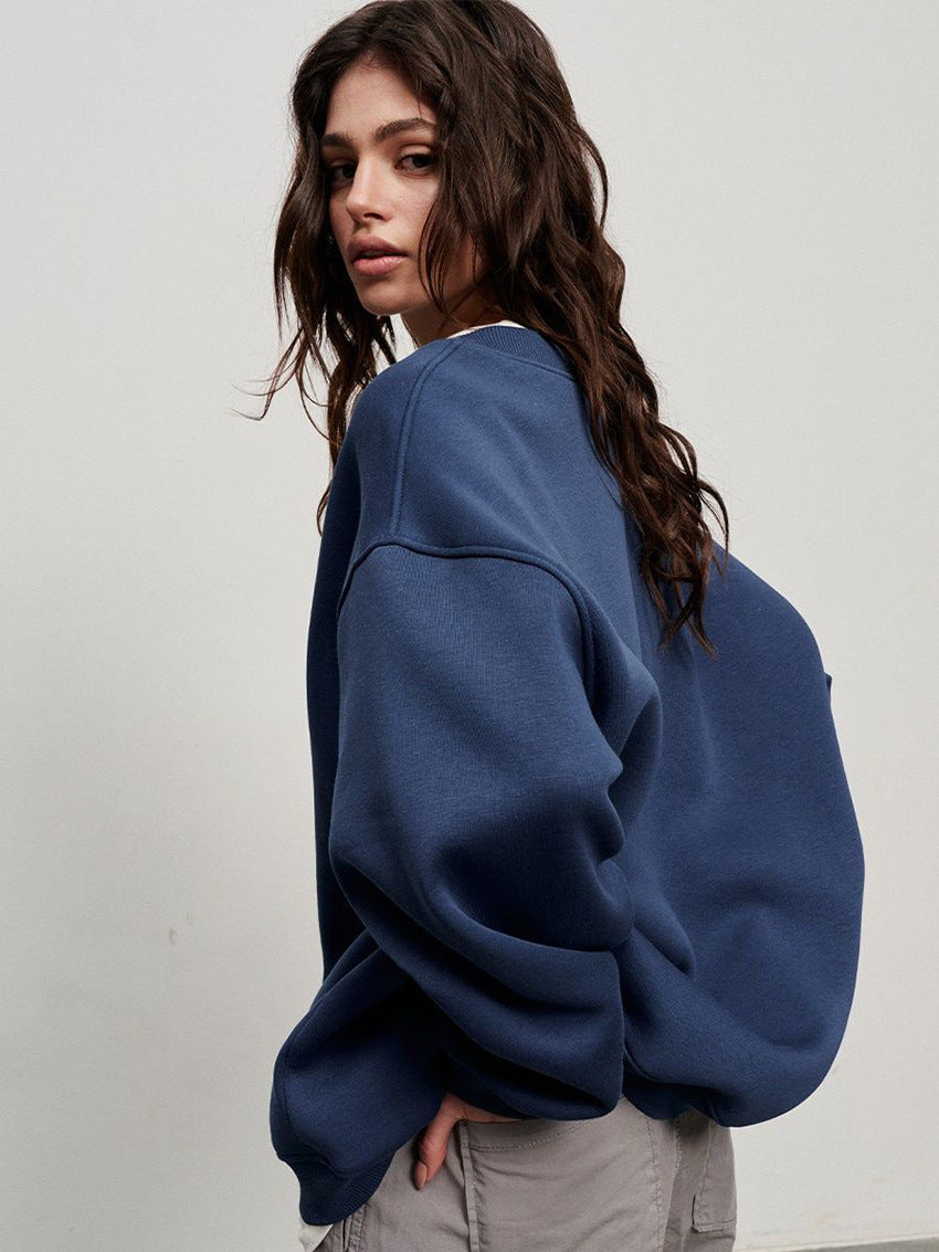Adiffu Loose Round Neck Pullover Sweatshirt