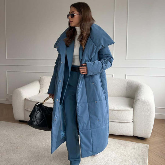 Adiffu Loose Casual Warm Long Stand-up Collar Cotton-padded Jacket