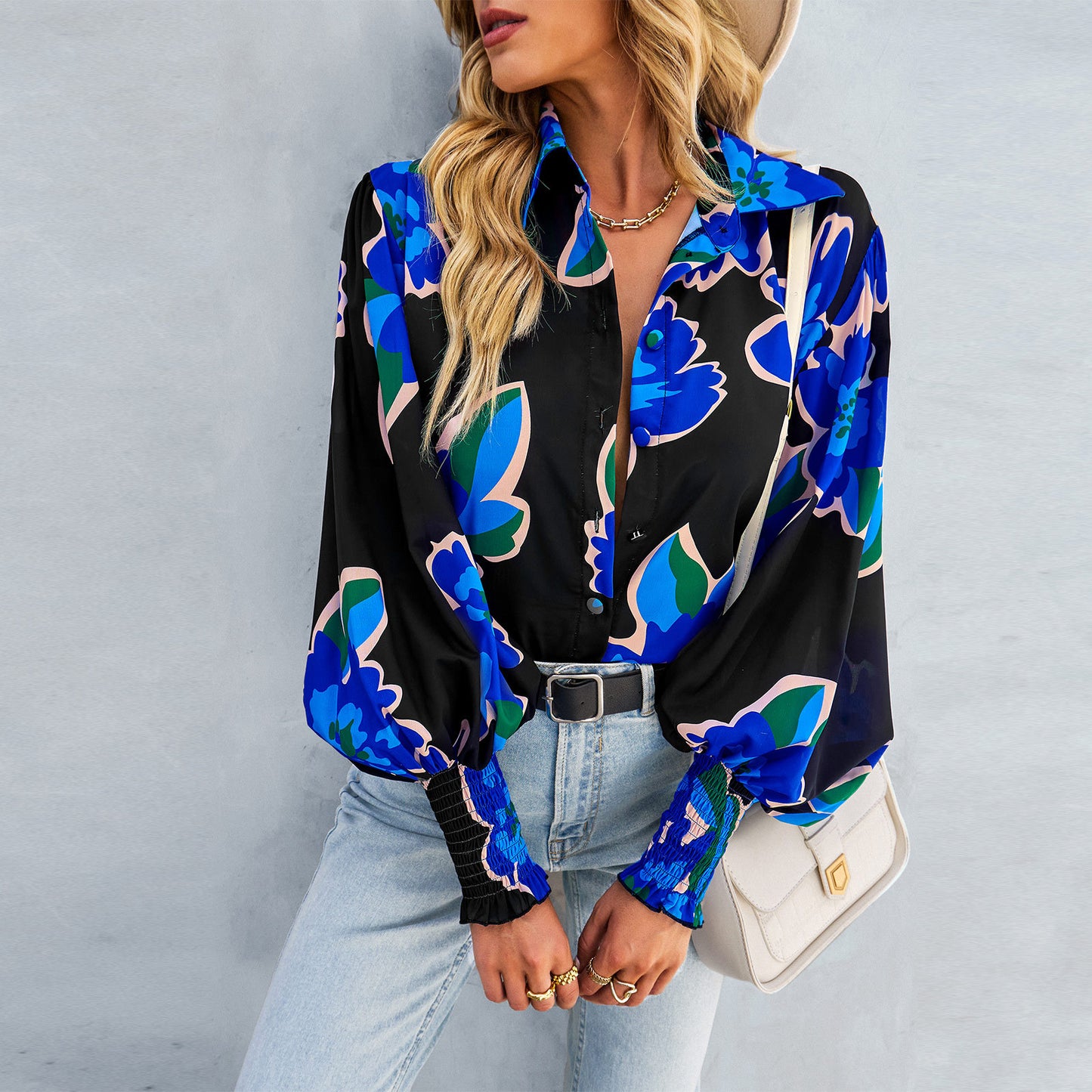 Loose Printed Long-Sleeved Shirt