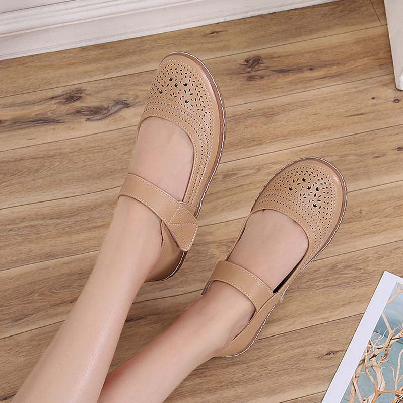Simple Shallow Hollow Casual Flat Women's Shoes