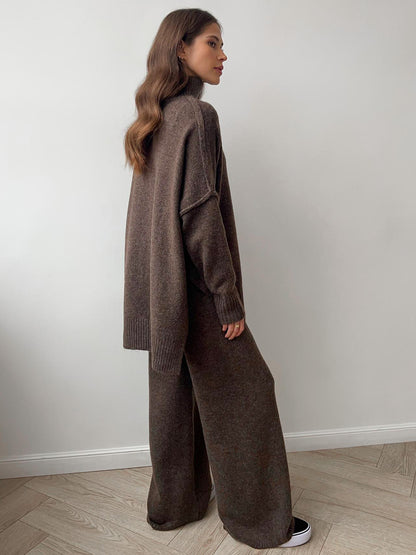Adiffu Loose Casual Turtleneck Sweater Set