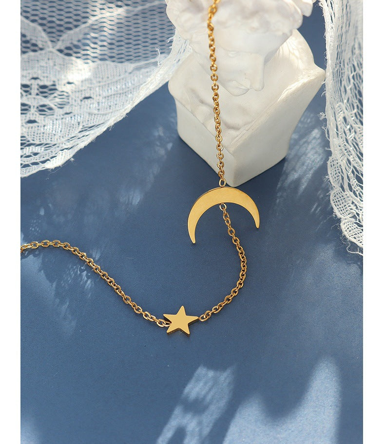 Adiffu Romantic Star And Moon Gold Anklet