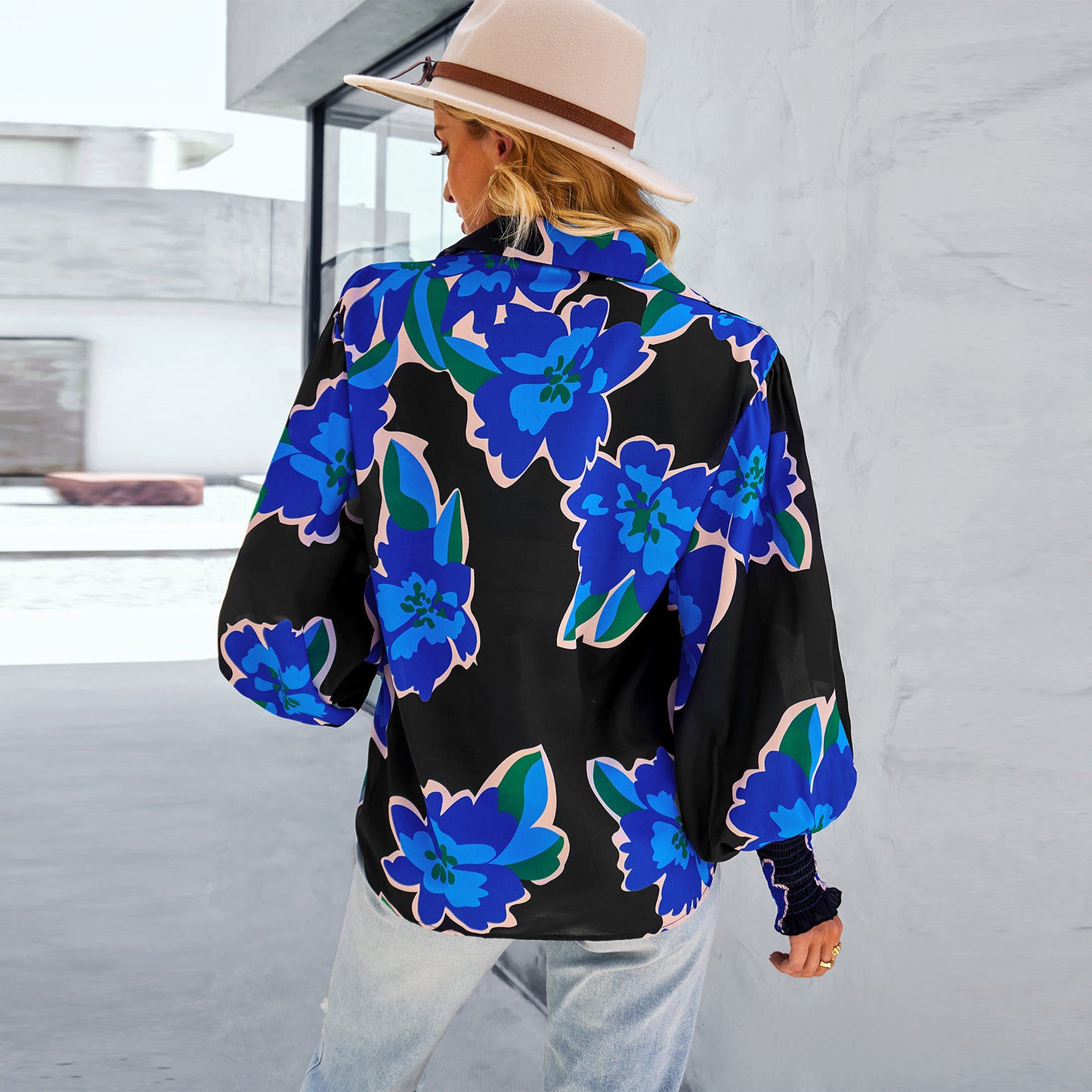 Loose Printed Long-Sleeved Shirt