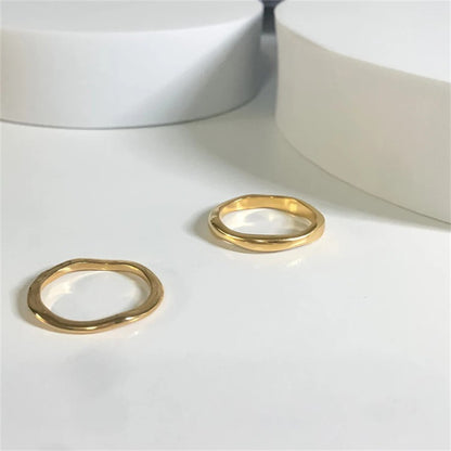 Adiffu Undulating Irregular Gold Stacker Ring