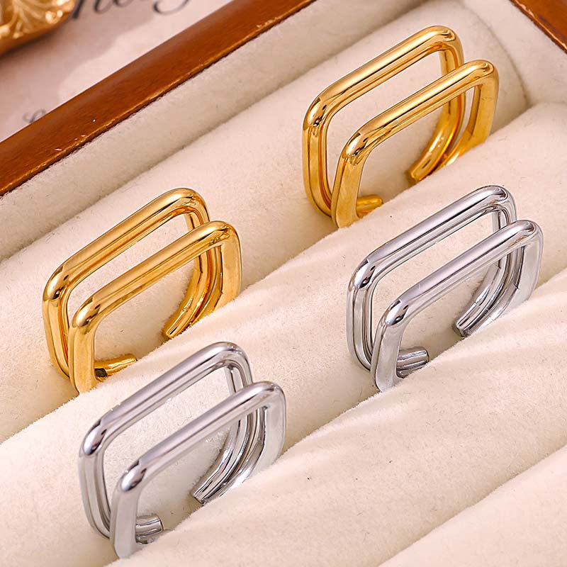 Adiffu Creative Double Hollow U-cut Ring