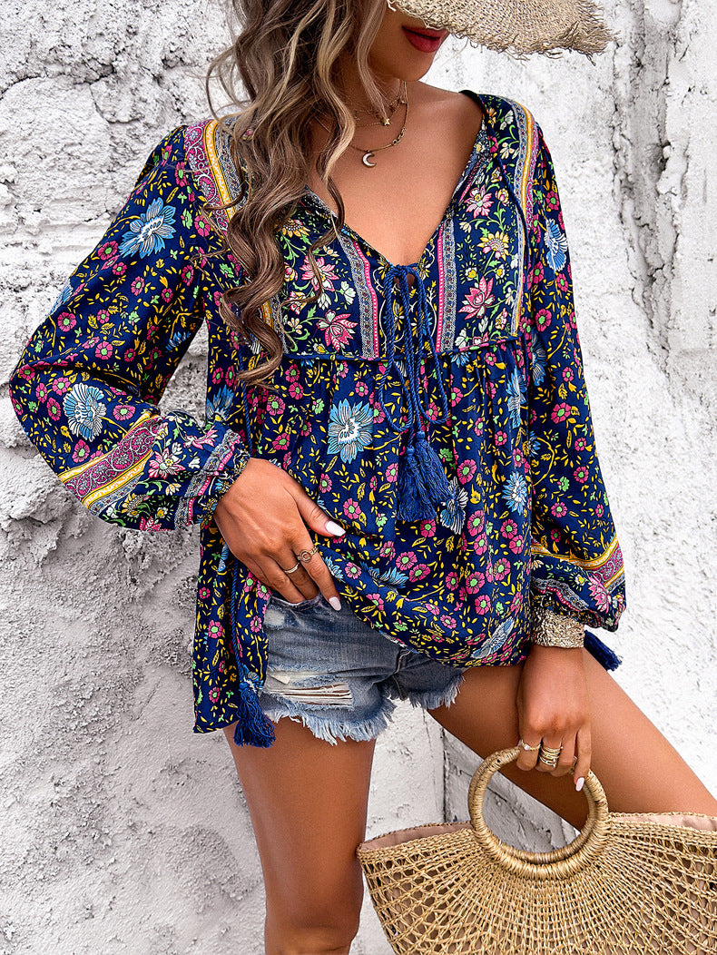 Loose Comfortable Printed Long-sleeved Shirt