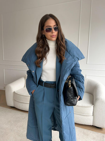 Adiffu Loose Casual Warm Long Stand-up Collar Cotton-padded Jacket