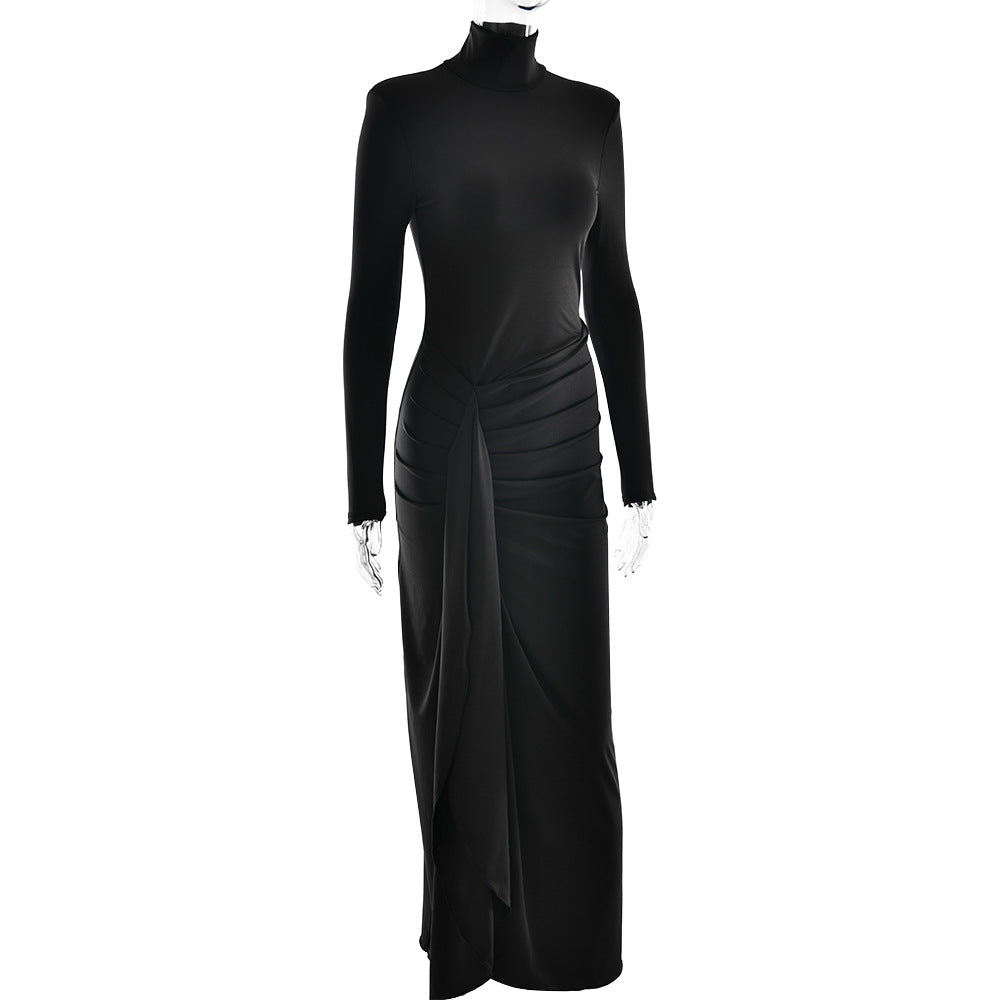 Adiffu Stylish Lace-up Slim Dress With High Slit