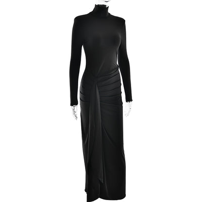 Adiffu Stylish Lace-up Slim Dress With High Slit
