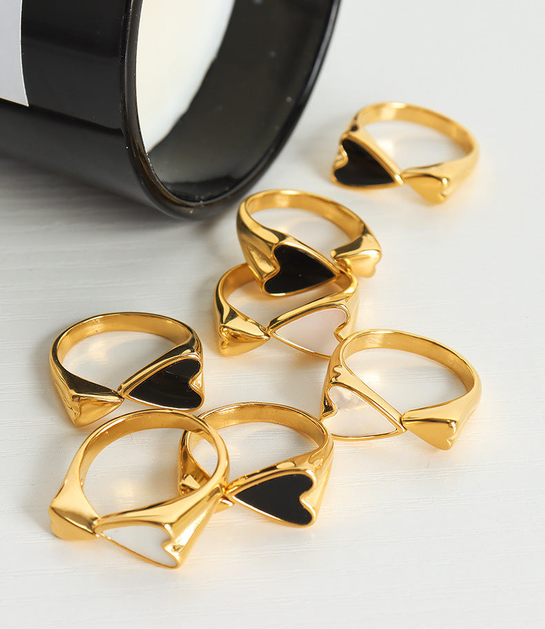 Adiffu Small And Large Heart-shaped Couple Ring