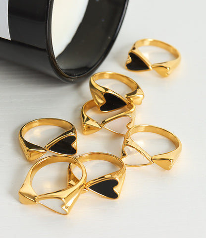 Adiffu Small And Large Heart-shaped Couple Ring