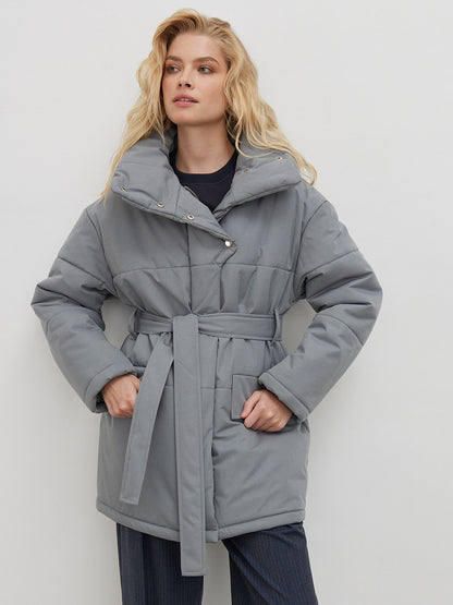 Adiffu Mid-length Stand-up Collar Padded Jacket