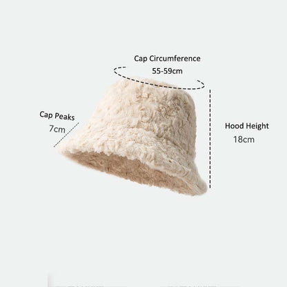 Adiffu Women's Warm Winter Bucket Hat Fluffy Hat