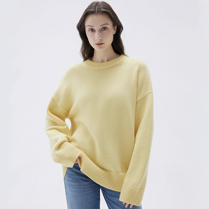Adiffu Commuter-friendly Casual Solid-color Crew-neck Knitted Sweater