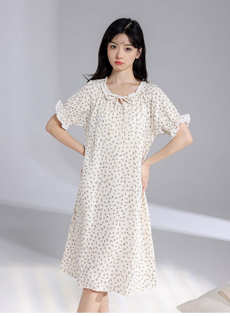 Adiffu Summer Cotton Floral Dress Pajamas